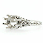 Art Deco Style Sterling Silver Semi Mount Ring Setting Round RD 6x6mm - Syzjewelry